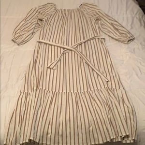 Maxi tan and cream dress w/ drawstring  SMALL